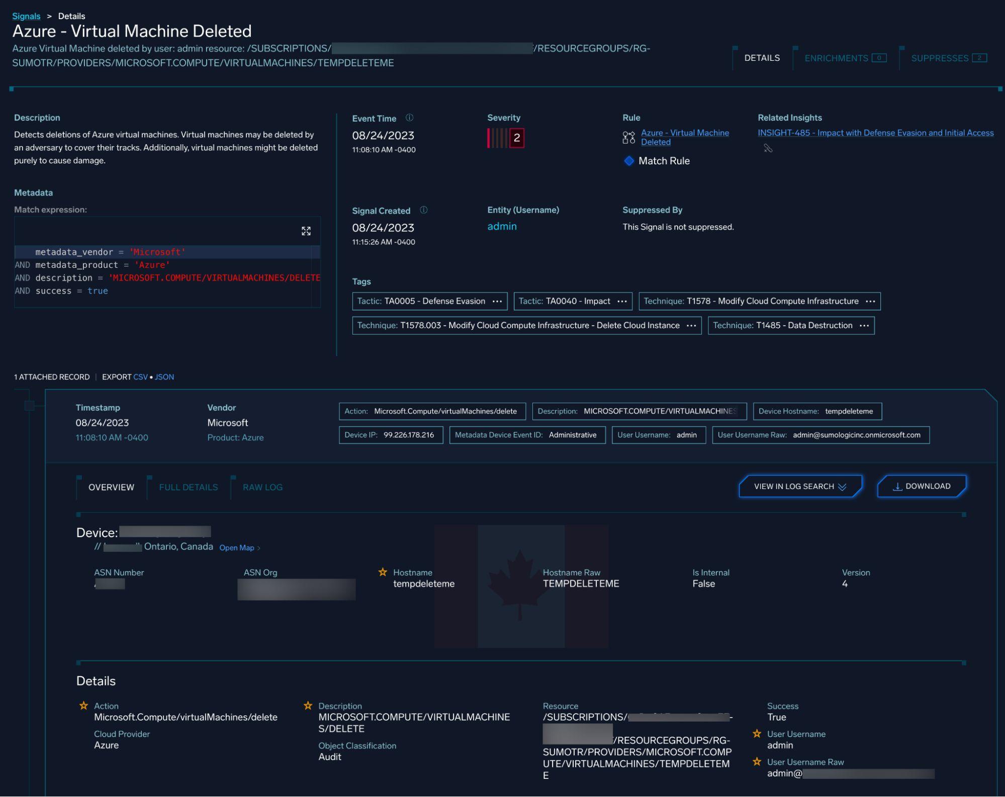 CloudSIEM rule is crafted