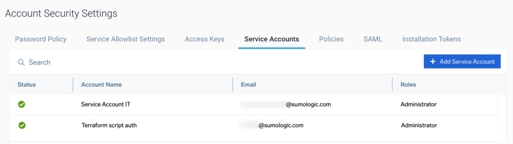 Service Accounts