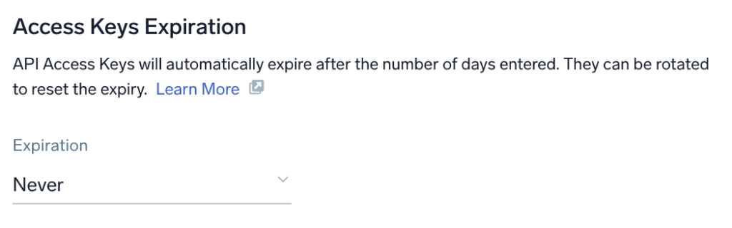 whatsnew access key expiration policy