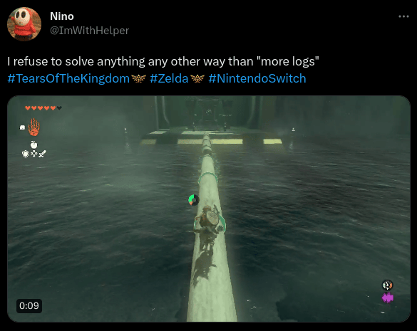 Zelda logs tweet